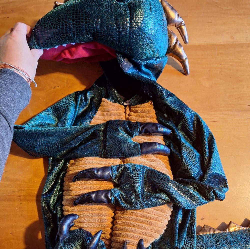 Dino Costume For Kids - Blue and Tan